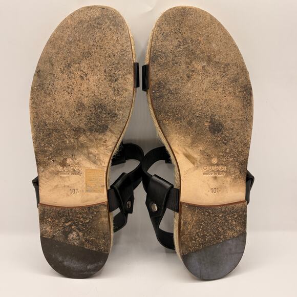 GUCCI Leather O-Ring Fisherman Espadrille Sandal Black Sz 10.5 $995 main image 5